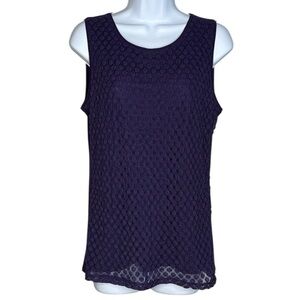 Ann Taylor Deep Purple Textured Tank Top